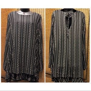 SAGE- Black/White , Long-Sleeved , tiered MINI DRESS.